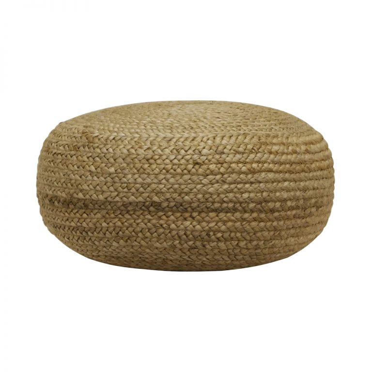 Tan Woven Jute Pouf