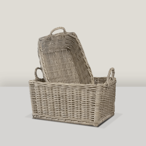 Large Napa Woven Rattan Rectangle Basket