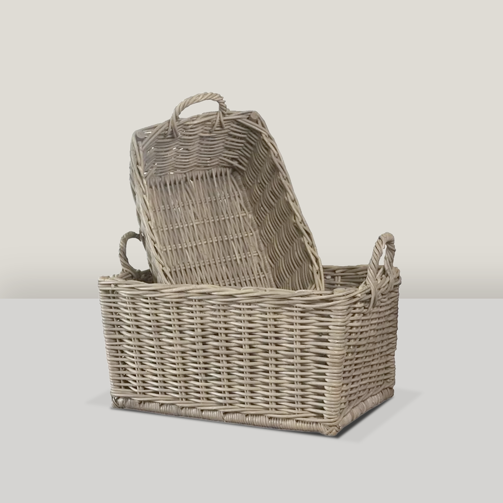 Large Napa Woven Rattan Rectangle Basket