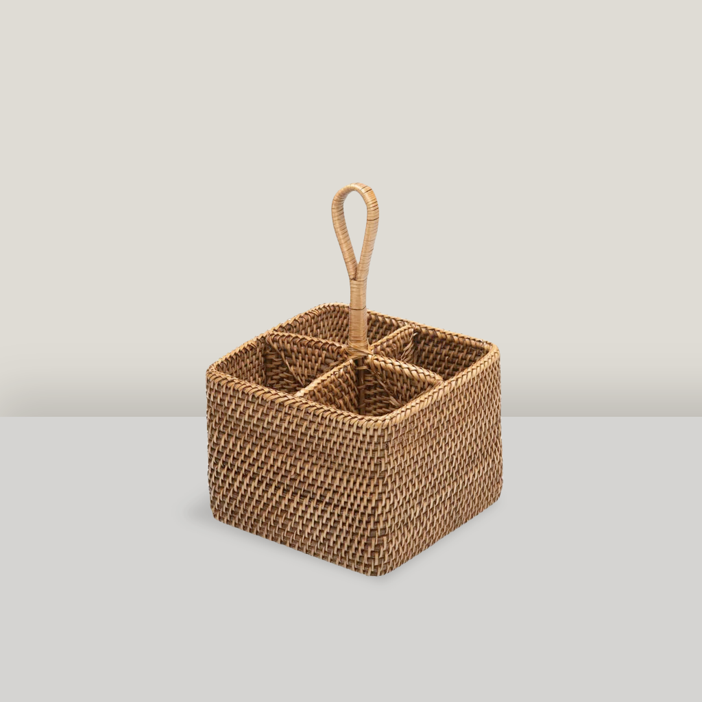 Rattan Silverware Caddy