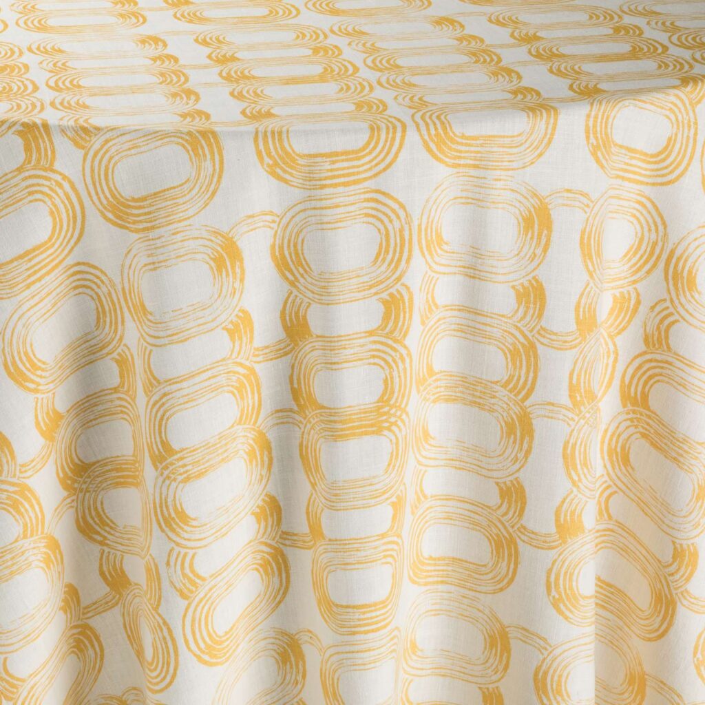 132" Brush Rings Mustard Table Linen