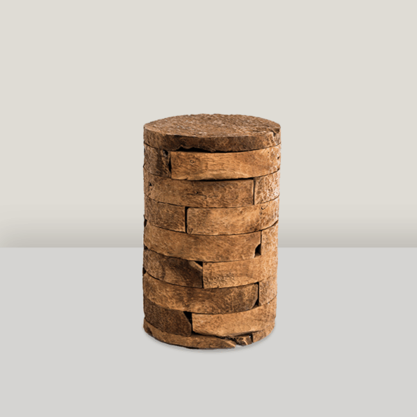 Round Wood Stacked End Table