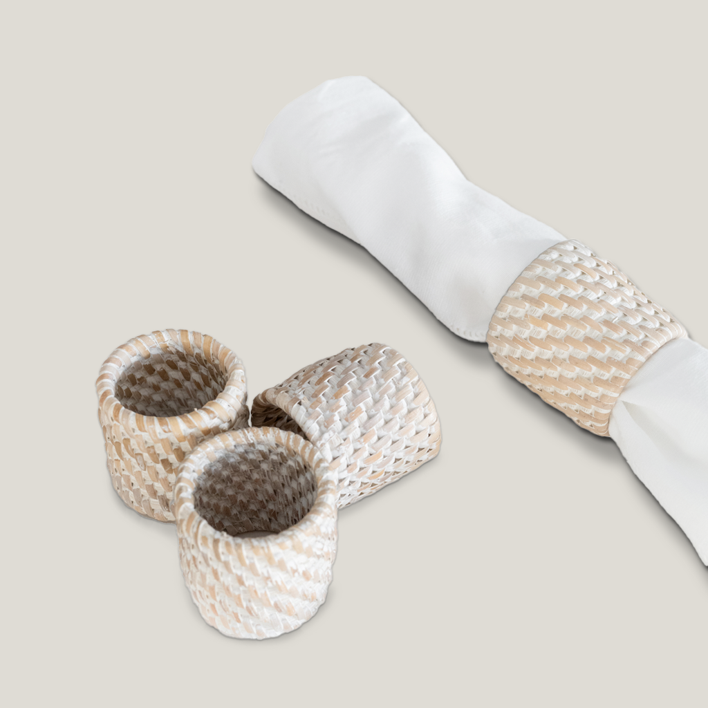 Whitewash Rattan Napkin Ring