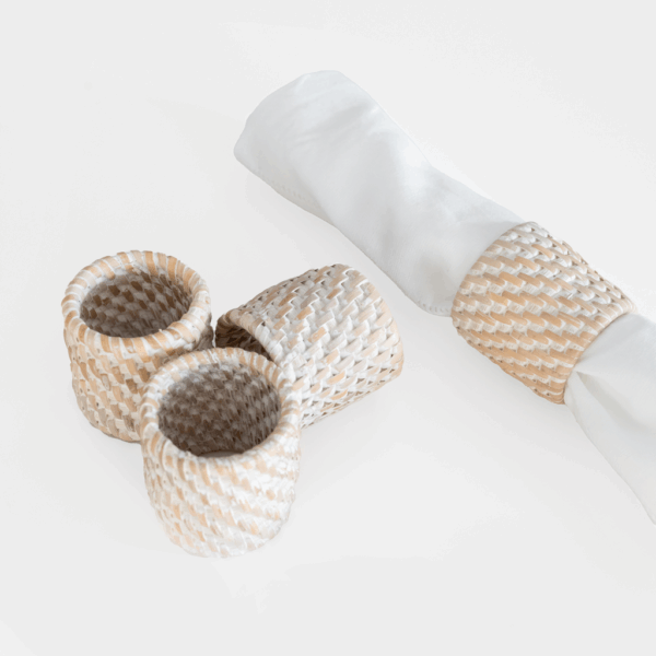 Whitewash Rattan Napkin Ring