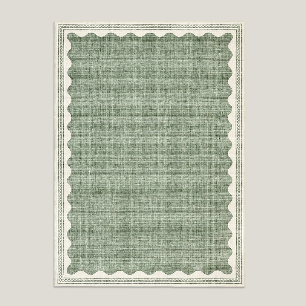 8' x 10' Scalloped Sage Green Rug