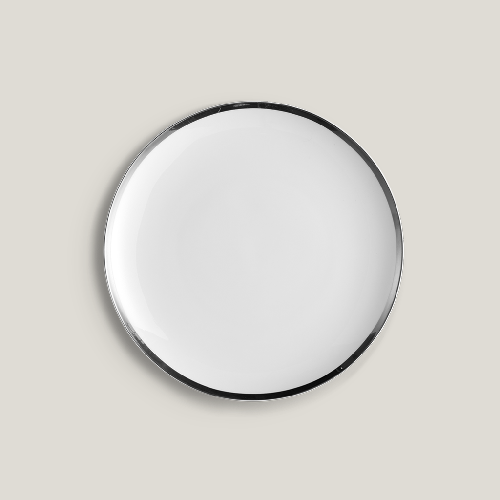 Avri 10.5" Silver Rim Coupe Dinner Plate