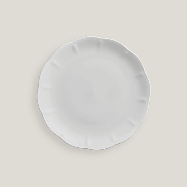 Eloise  11" White Scalloped Dinner Plate