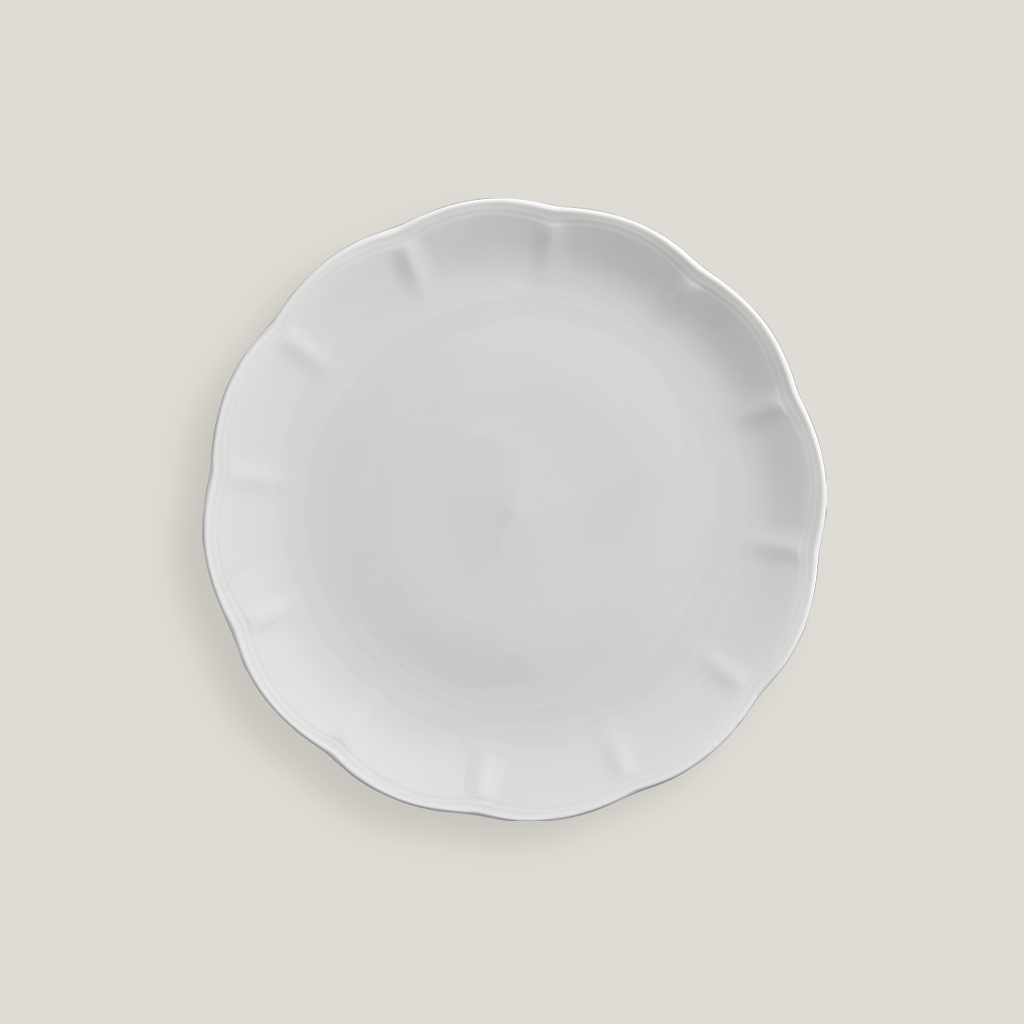Eloise  11" White Scalloped Dinner Plate