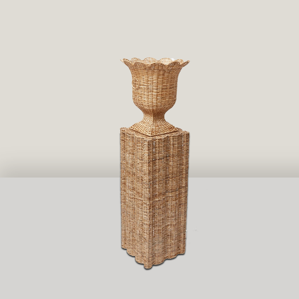 Primrose Rattan Urn & Pedestal