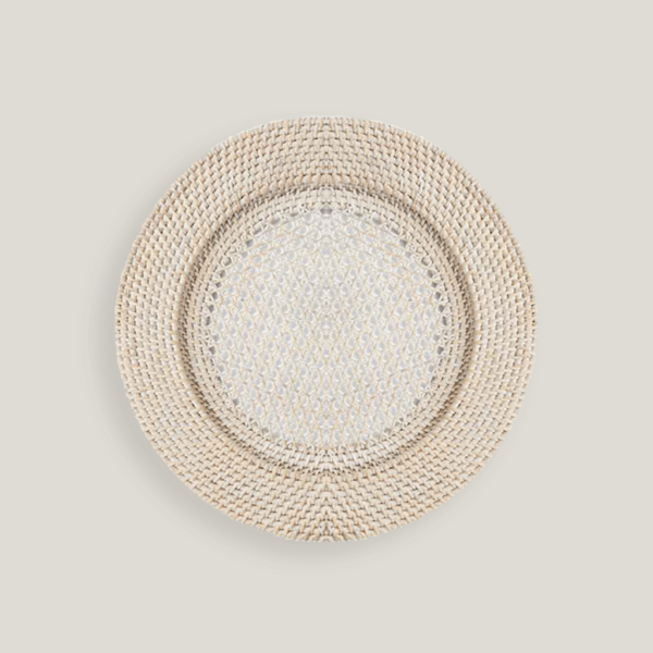 Whitewash 13" Rattan Charger