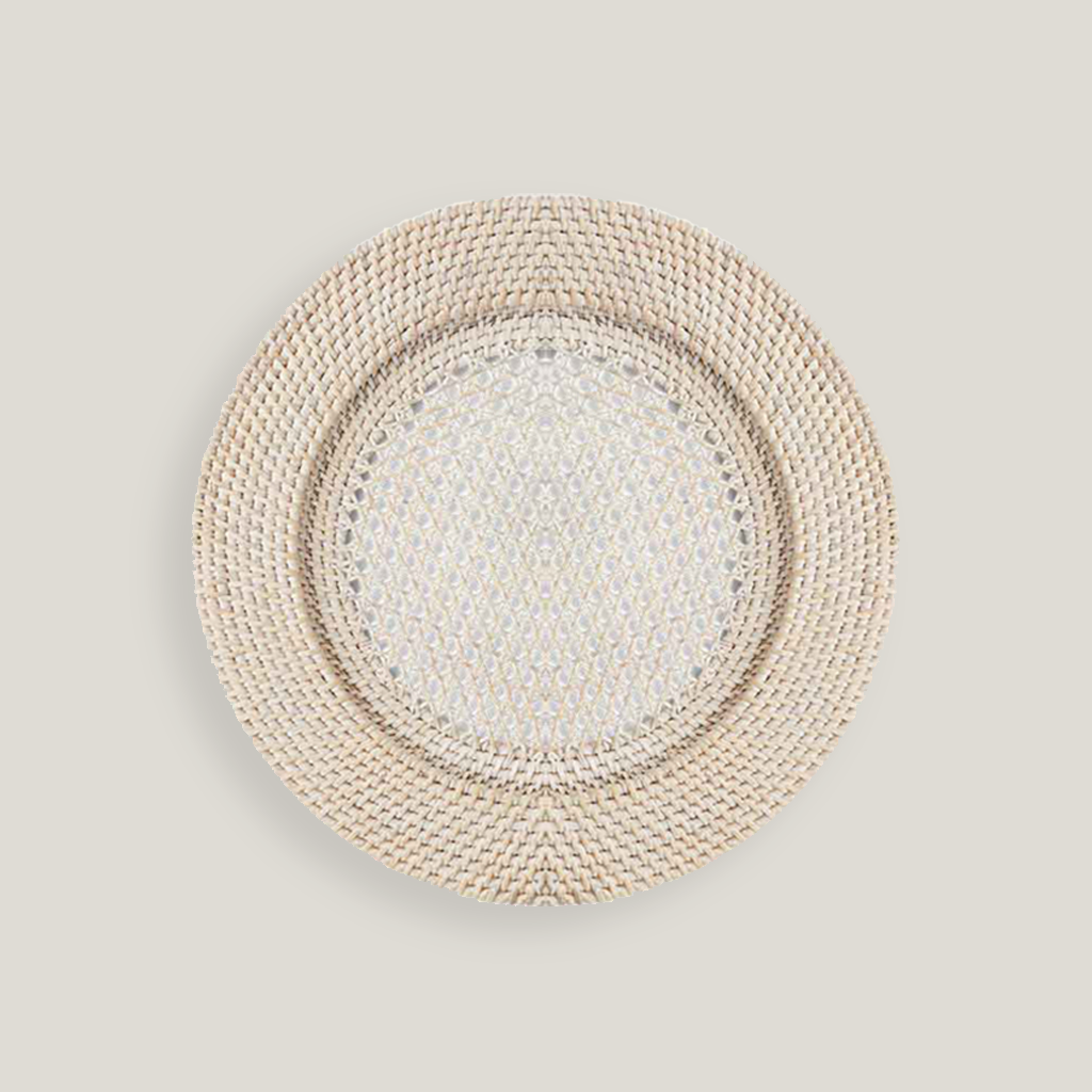 Whitewash 13" Rattan Charger