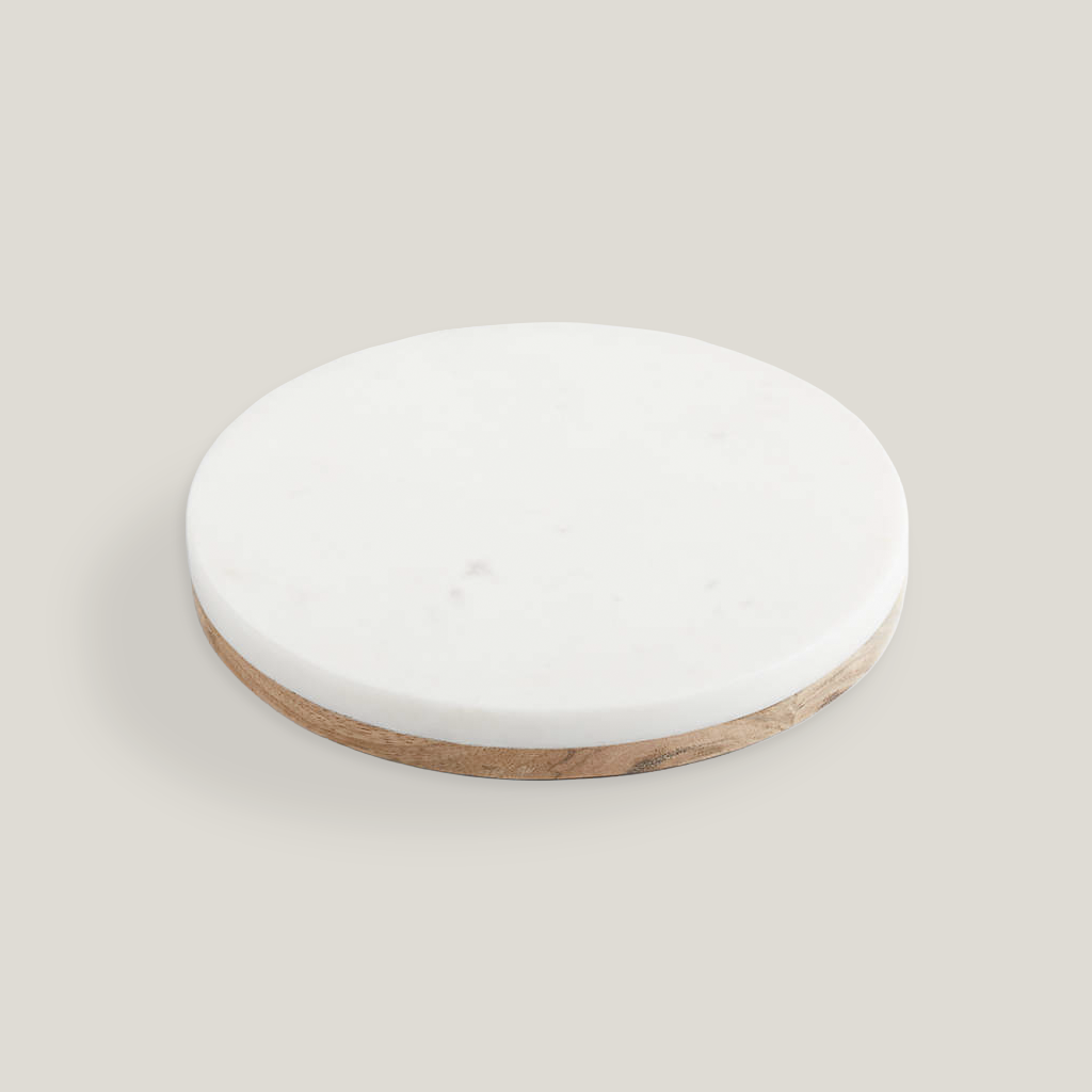 8" Marble & Wood Cheese Board